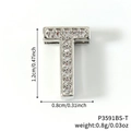 DIY silver T-letter pendant charm with sparkling cubic zirconia crystals for custom bracelets - Silver Letter T Pavé Zirconia Pendant (51)