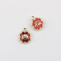Close-up of plum blossom charms with red enamel Fu character and golden tiger head - Gold Plating