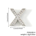 DIY alphabet 'X' charm in silver metal with sparkling crystals and size dimensions - Silver Letter X Pavé Zirconia Pendant (54)