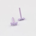 Detailed view of light purple alloy bow earrings with stainless steel pins for DIY jewelry - Purple