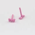Detail of matte pink bow jewelry components for DIY earrings with steel posts - Rose Red