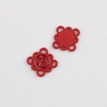 Detailed view showing the front 'Fu' character and textured back of the red DIY charms - Round Luck Knot Style / Red Blessing