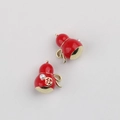 Detail of red gourd pendant with gold character and pearl for jewelry making - Gold Plating