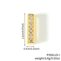 Vertical gold rectangle pendant with seven sparkling white zircons for DIY jewelry - Gold Rectangular Bar Rhinestone Charm (P3591JS-I)