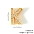 DIY letter K charm pendant with gold plating and sparkling zircon micro-pave setting - Gold Letter K Pavé Rhinestone Charm (P3591JS-K)
