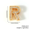 Golden DIY letter R pendant with sparkling zircons for personalized fashion jewelry - Gold Letter R Pavé Rhinestone Charm (P3591JS-R)