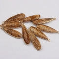 Pendenti a goccia in diaspro paesaggio naturale con bordi metallici dorati - Wood Grain