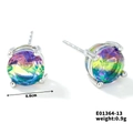Minimalistische zilveren oorknopjes met 6 mm regenboogkristal in een klassieke zetkast - Zilverkleurig Gradiënt Strass (4 Klauwen 0.6)