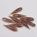 Faceted purple natural agate teardrop pendants with gold plated edges for jewelry making - Light Purple