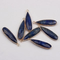 Deep blue lapis lazuli water drop pendant with gold edging and hanging loop - Dark Blue