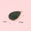 Natural green agate waterdrop pendant with rose gold metal border and round hanging ring - Green