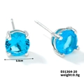 Hemelsblauwe glazen oorknopjes in zilveren zetting, diameter 0,6 cm en gewicht 0,9 g - Zilverkleurig Aqua Blauw Strass (6.0)