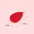 Red natural agate teardrop pendant with gold metal edging and 23x37mm size - Red