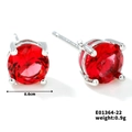 Minimalistische zilveren oorknopjes met 6 mm rode edelsteen en 4-klauwzetting - Zilverkleurig Roosrood Strass (6.0)