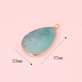 Sky blue teardrop natural stone pendant with gold metal edge, size 23x37mm - Cyan