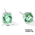 Minimalistische groene glazen oorknopjes met ronde slijpvorm en zilveren zetting - Zilverkleurig Lichtgroen Strass (0.6)