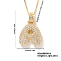 Collana con ciondolo a lettera A dorata con pietre di zirconio cubico incastonate - Oro Strass Bianco-A