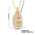 Gold-plated hip hop letter E pendant with clear cubic zirconia on a box chain - Gold White Rhinestone-E
