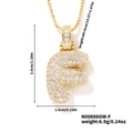 Golden letter F pendant necklace with pave-set cubic zirconia and box chain - Gold White Rhinestone-F