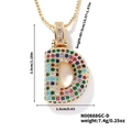 Collier pendentif lettre D bombée avec oxydes de zirconium colorés plaqué or - Or Coloré D