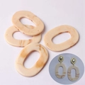 Set of 4 marble pattern oval resin pendants for DIY minimalist jewelry making - Oval Pendant - Beige Marble Pattern