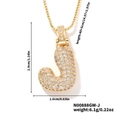 Gold-plated hip hop style letter J pendant necklace with cubic zirconia and dimensions - Gold White Rhinestone-J