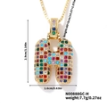 Collana con ciondolo lettera H in zirconi colorati dorati con catena 40+5cm - Oro Multicolore H