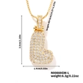 Hip-hop style gold-plated letter L pendant with zircon pave and 40cm box chain - Gold White Rhinestone-L