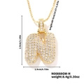 Hip hop style gold letter N pendant necklace with iced out cubic zirconia stones - Gold White Rhinestone-N
