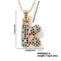 Ciondolo lettera K bombata con zirconi colorati e catena box dorata in stile hip hop - Oro Multicolore K