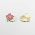 Close-up of double-colored cherry blossom charms with enamel oil drip and gold plating - Pink