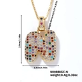 Collana dorata con zirconi colorati a forma di lettera N e misure dimensionali - Oro Multicolore N