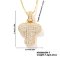 Gold tone letter T pendant necklace with cubic zirconia and 40cm box chain - Gold White Rhinestone-T