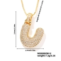Gold plated hip hop style initial U pendant necklace paved with cubic zirconia stones - Gold White Rhinestone-U