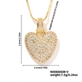 Gold plated heart pendant necklace with shimmering cubic zirconia stones on box chain - Gold White Rhinestone-V