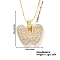 Chunky gold letter W pendant necklace with white zircons on a delicate box chain - Gold White Rhinestone-W