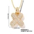 Hip hop gold plated necklace with iced out cubic zirconia letter X pendant for women - Gold White Rhinestone-X