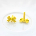 Matte yellow bow charms for earrings with connector rings for DIY jewelry making - Yellow