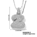 Icy silver Z letter pendant with cubic zirconia inlay and box chain necklace - Silver White Rhinestone-Z
