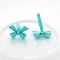 Sky blue bow-shaped silicone straw toppers set for decorative dust protection - Sky Blue