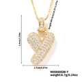 Gold plated puffy letter Y pendant necklace with cubic zirconia and box chain measurements - Gold White Rhinestone-Y