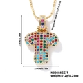 Pendaglio a lettera T dorato con cristalli multicolori su una catena sottile - Oro Multicolore T