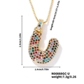 Collana con ciondolo lettera U in zirconi colorati finitura dorata stile hip hop - Oro Multicolore U