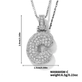 Hip hop silver letter C pendant with pavé cubic zirconia on a box chain necklace - Silver White Rhinestone-C