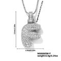 Hiphop silver-tone letter F pendant necklace with pavé cubic zirconia and box chain - Silver White Rhinestone-F
