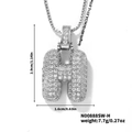 Silver letter H pendant necklace with micro-paved cubic zirconia and box chain - Silver White Rhinestone-H