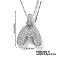 Silver hip hop style letter M pendant necklace with micro-paved cubic zirconia stones - Silver White Rhinestone-M