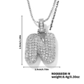 Iced out silver letter N pendant necklace with white zircon pavé and thin box chain - Silver White Rhinestone-N