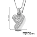 Silver tone heart shaped letter Y pendant with white zircon stones on box chain - Silver White Rhinestone-Y