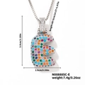 Ciondolo a lettera E in argento con zirconi colorati e catena a maglia veneziana - Argento Multicolore E
